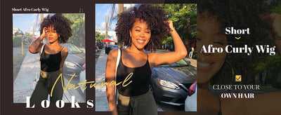 Short Kinky Curly Wigs Side Part Afro Bomb Curly Wig Heat Resistant Fiber Kinky Curly Synthetic Full Wigs For Women 6 Inch