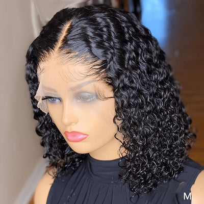 150% Density Water Wave Short Bob Wig 13x4x1 Middle T Part Lace Frontal Wig Pre Plucked Natural Hairline Cranberry Hair Remy Lace Front Human Hair Wigs For Women (Copy)