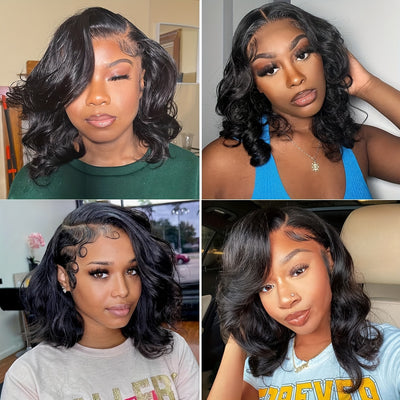 Bob Lace Front Wigs Human Hair 13X4 Body Wave HD Lace Frontal Wigs Human Hair For Women 150% Density Pre Plucked With Baby Hair Brazilian Virgin Hair No Glue Natural Color