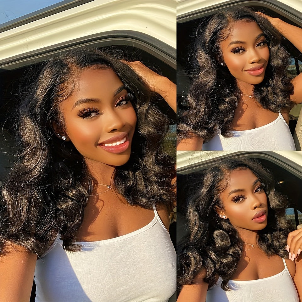 Glueless Body Wave 13x4 Lace Front Wigs - Pre Cut, Pre Plucked, 180% Density, Brazilian Human Hair for Beginners, Upgrade for Women (Copy)
