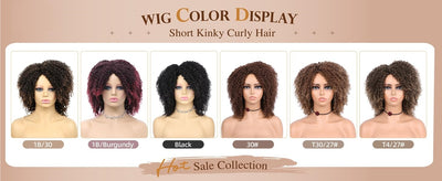 Short Kinky Curly Wigs Side Part Afro Bomb Curly Wig Heat Resistant Fiber Kinky Curly Synthetic Full Wigs For Women 6 Inch
