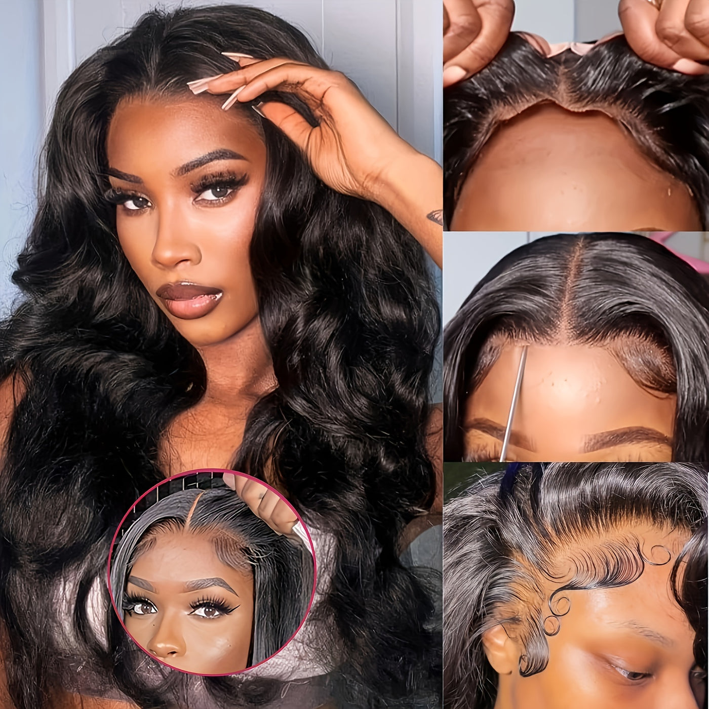 Glueless Body Wave 13x4 Lace Front Wigs - Pre Cut, Pre Plucked, 180% Density, Brazilian Human Hair for Beginners, Upgrade for Women (Copy)