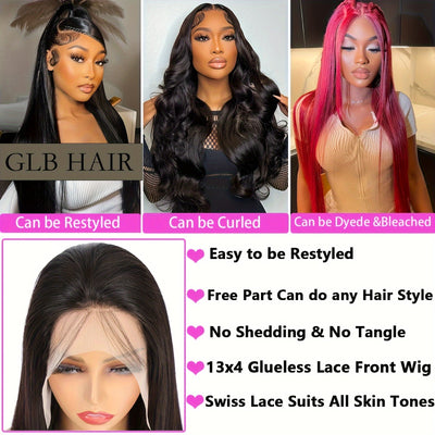 180% Density Virgin Human Hair Wig – 13x4 HD Lace Front | Pre-Plucked, Natural Black, Transparent Lace, Baby Hair for a Flawless, Effortless Look