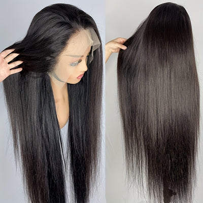 180% Density Virgin Human Hair Wig – 13x4 HD Lace Front | Pre-Plucked, Natural Black, Transparent Lace, Baby Hair for a Flawless, Effortless Look