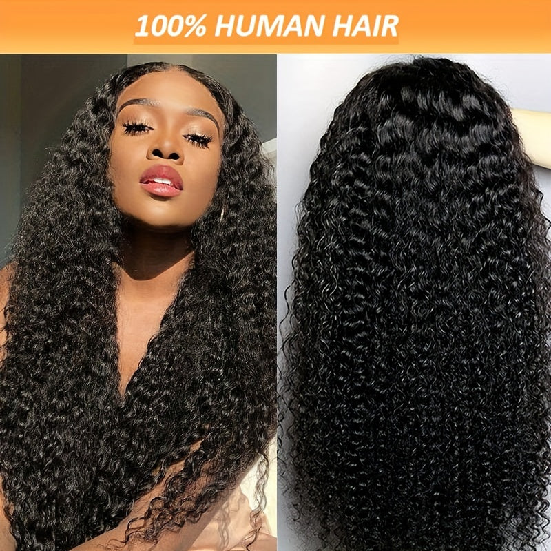 Kinky Curly Lace Front Wigs Human Hair 4x4x1 Lace Closure Wigs 180% Density Kinky Curly Wigs with Brazilian Remy Hair Unprocessed Virgin Hair Wig Natural Color (Copy)