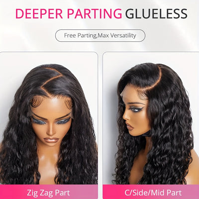 200% Ready To Wear 5*5 Bye Bye Knots Wig Water Wave Human Hair Wigs 5*5 Lace Clousure Wigs For Women Pre Plucked With Baby Hair Brazilian Virgin (Copy)