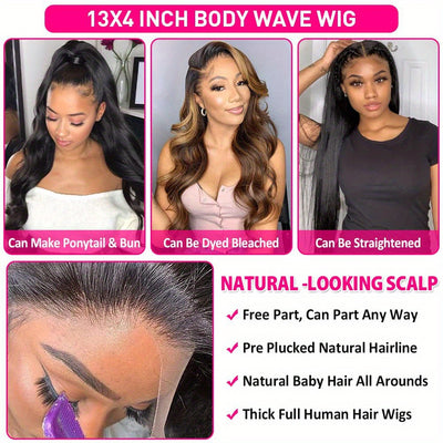 Luxury 200% Density Body Wave Lace Front Wig – HD Transparent, Glueless & Pre-Plucked for Natural Look