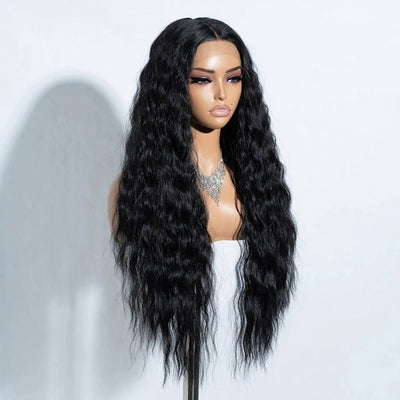 30-Inch Deep Curly Wave Black Lace Front Wig – Natural Look, 6" Deep Part, Ready to Slay