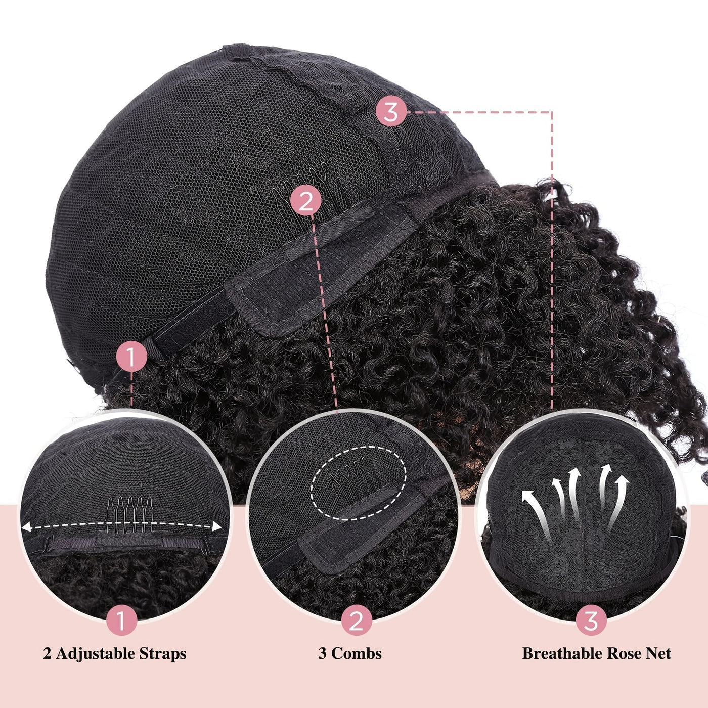Short Kinky Curly Wigs Side Part Afro Bomb Curly Wig Heat Resistant Fiber Kinky Curly Synthetic Full Wigs For Women 6 Inch
