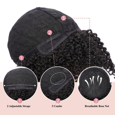 Short Kinky Curly Wigs Side Part Afro Bomb Curly Wig Heat Resistant Fiber Kinky Curly Synthetic Full Wigs For Women 6 Inch