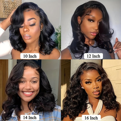 Bob Lace Front Wigs Human Hair 13X4 Body Wave HD Lace Frontal Wigs Human Hair For Women 150% Density Pre Plucked With Baby Hair Brazilian Virgin Hair No Glue Natural Color