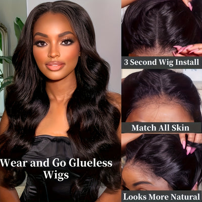 Glueless Body Wave 13x4 Lace Front Wigs - Pre Cut, Pre Plucked, 180% Density, Brazilian Human Hair for Beginners, Upgrade for Women (Copy)
