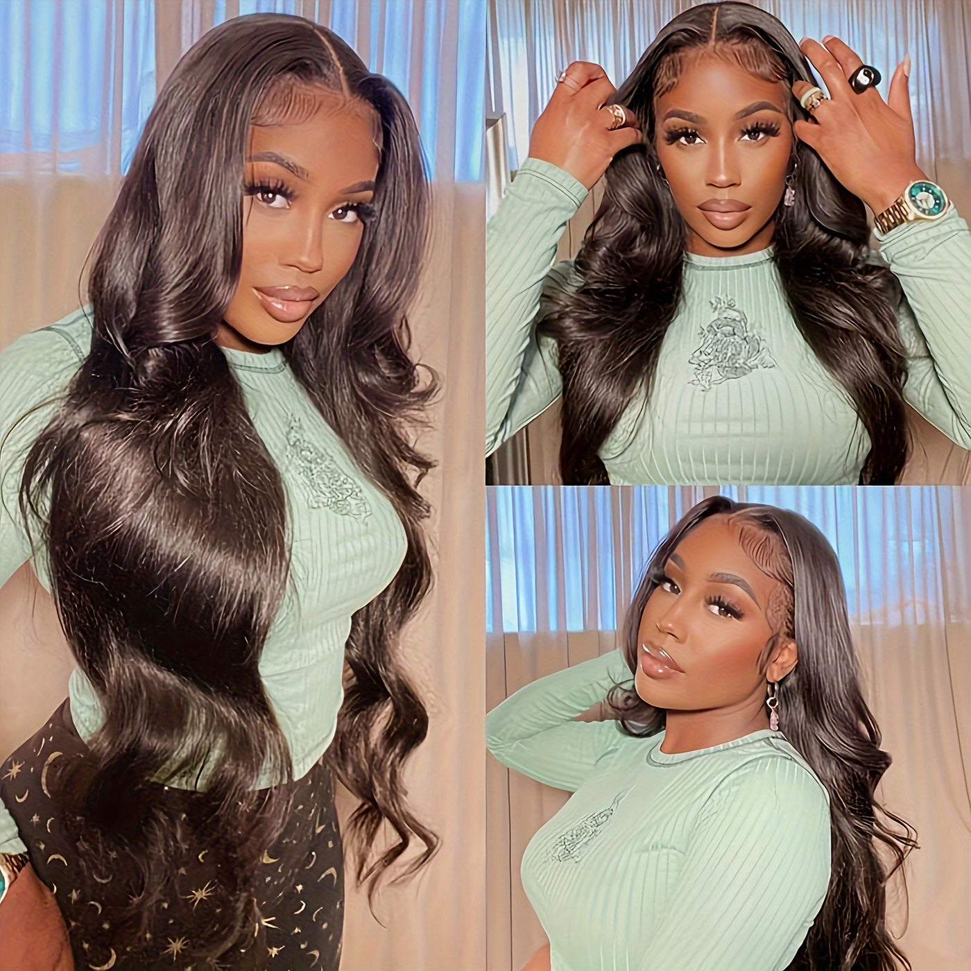 Glueless Body Wave 13x4 Lace Front Wigs - Pre Cut, Pre Plucked, 180% Density, Brazilian Human Hair for Beginners, Upgrade for Women (Copy)