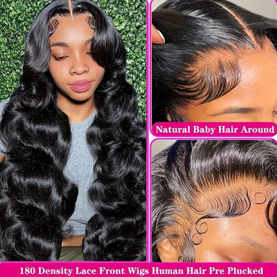 Luxury 200% Density Body Wave Lace Front Wig – HD Transparent, Glueless & Pre-Plucked for Natural Look
