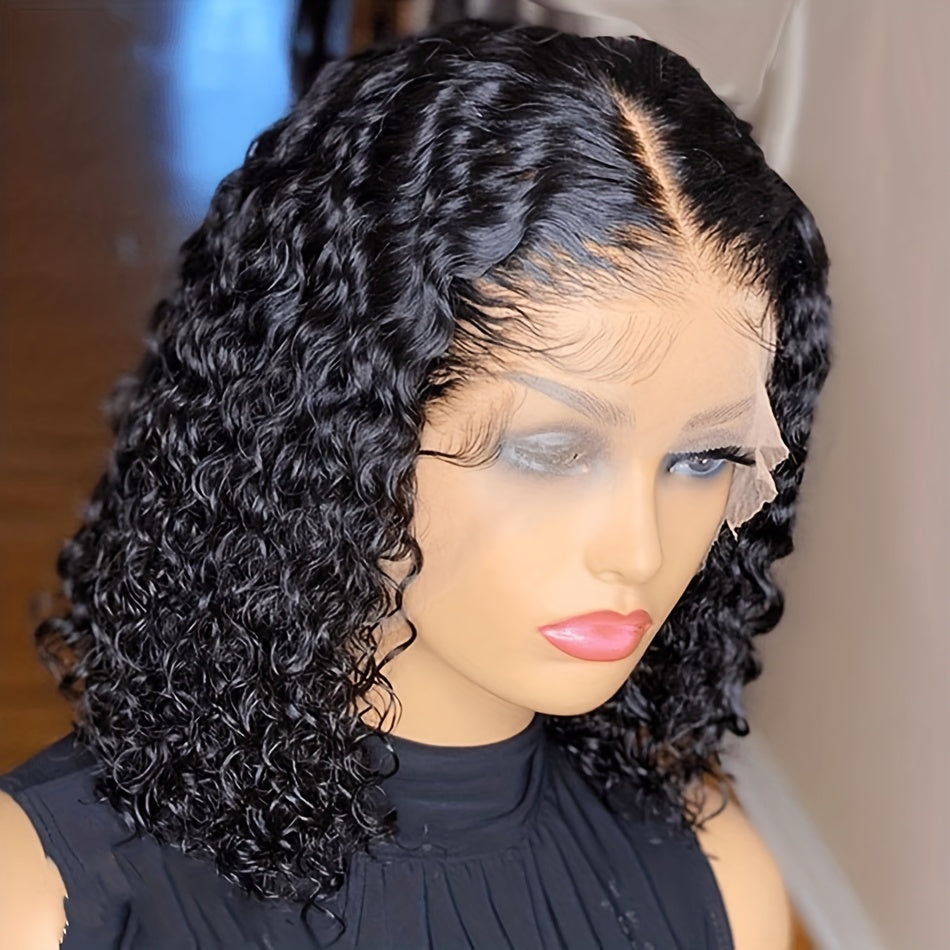 150% Density Water Wave Short Bob Wig 13x4x1 Middle T Part Lace Frontal Wig Pre Plucked Natural Hairline Cranberry Hair Remy Lace Front Human Hair Wigs For Women (Copy)