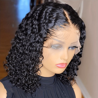 150% Density Water Wave Short Bob Wig 13x4x1 Middle T Part Lace Frontal Wig Pre Plucked Natural Hairline Cranberry Hair Remy Lace Front Human Hair Wigs For Women (Copy)