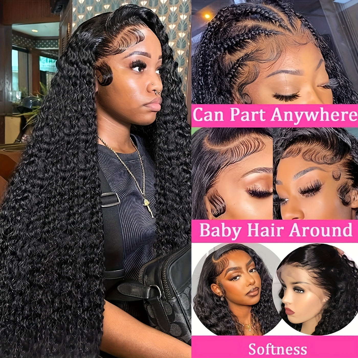 200% Density 13x6 Deep Wave Lace Front Wigs Human Hair 13x6 HD Lace Deep Curly Glueless Frontal Wigs Human Hair Pre Plucked For Women (Copy)