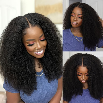 Kinky Curly Lace Front Wigs Human Hair 4x4x1 Lace Closure Wigs 180% Density Kinky Curly Wigs with Brazilian Remy Hair Unprocessed Virgin Hair Wig Natural Color (Copy)