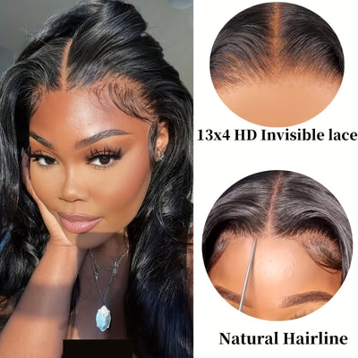 Glueless Body Wave 13x4 Lace Front Wigs - Pre Cut, Pre Plucked, 180% Density, Brazilian Human Hair for Beginners, Upgrade for Women (Copy)
