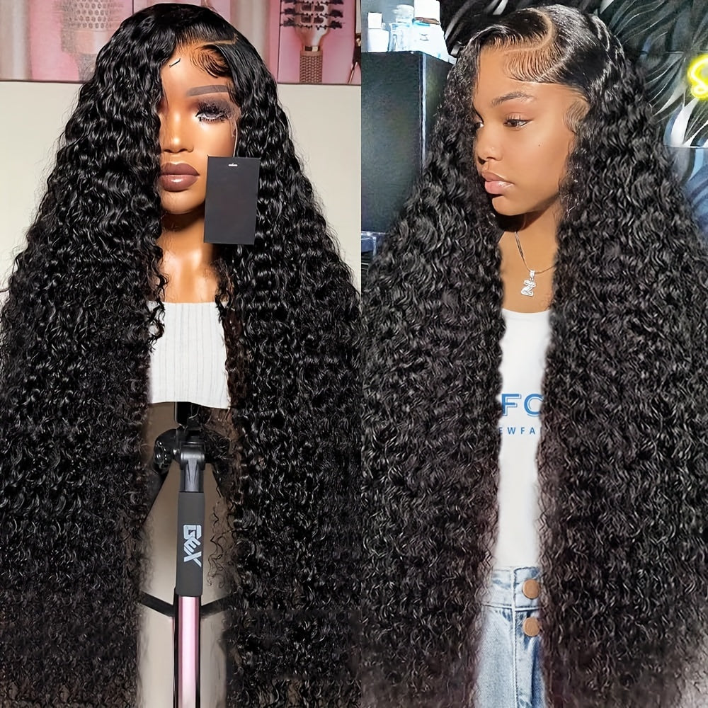 200% Density 13x6 Deep Wave Lace Front Wigs Human Hair 13x6 HD Lace Deep Curly Glueless Frontal Wigs Human Hair Pre Plucked For Women (Copy)