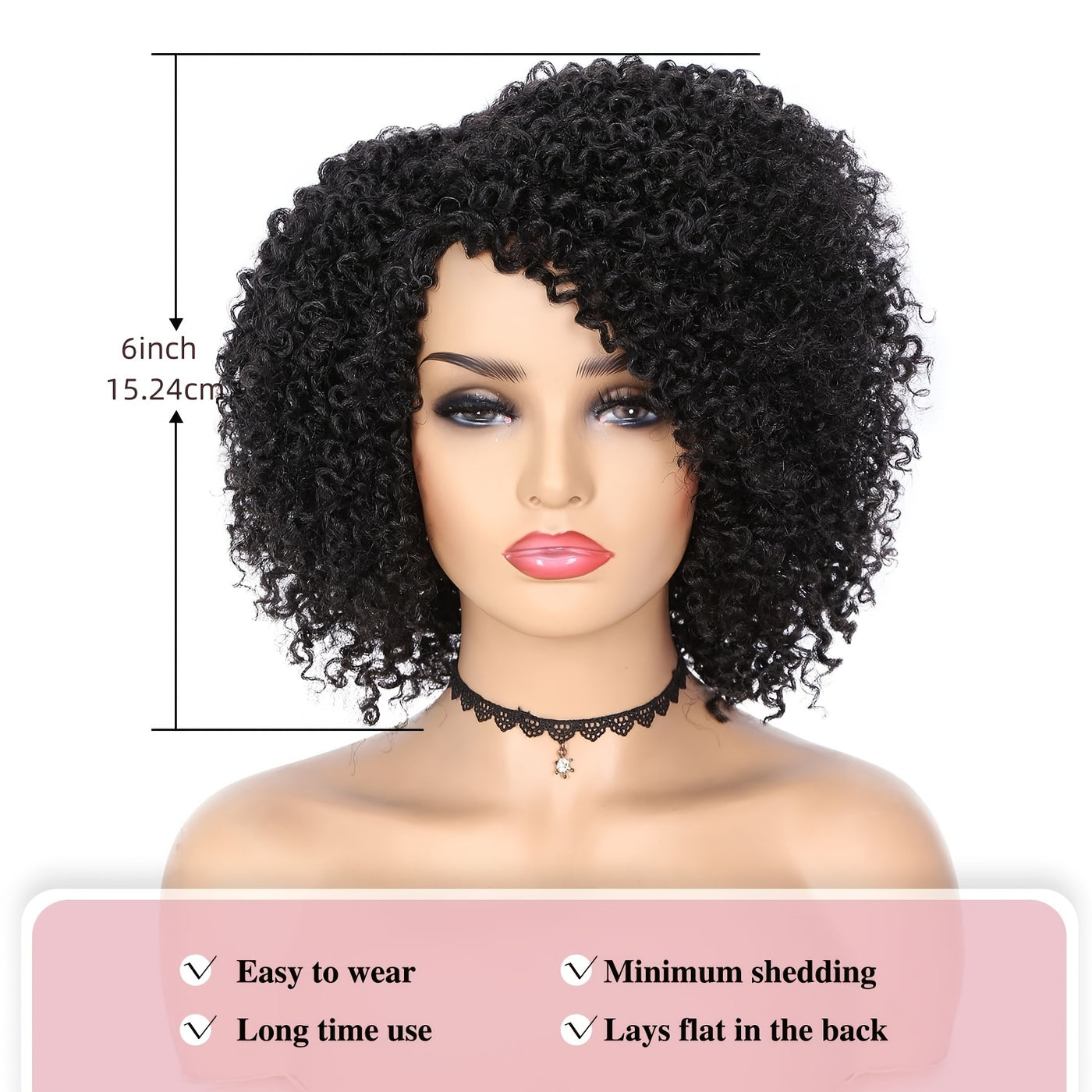 Short Kinky Curly Wigs Side Part Afro Bomb Curly Wig Heat Resistant Fiber Kinky Curly Synthetic Full Wigs For Women 6 Inch