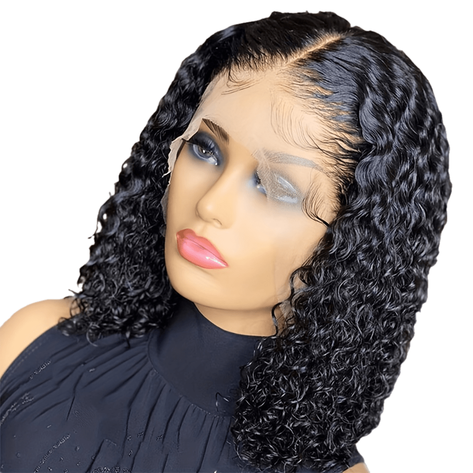 150% Density Water Wave Short Bob Wig 13x4x1 Middle T Part Lace Frontal Wig Pre Plucked Natural Hairline Cranberry Hair Remy Lace Front Human Hair Wigs For Women (Copy)