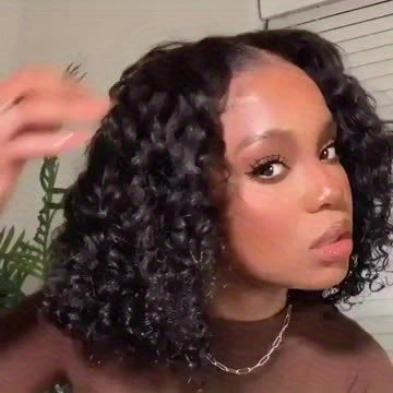150% Density Water Wave Short Bob Wig 13x4x1 Middle T Part Lace Frontal Wig Pre Plucked Natural Hairline Cranberry Hair Remy Lace Front Human Hair Wigs For Women (Copy)