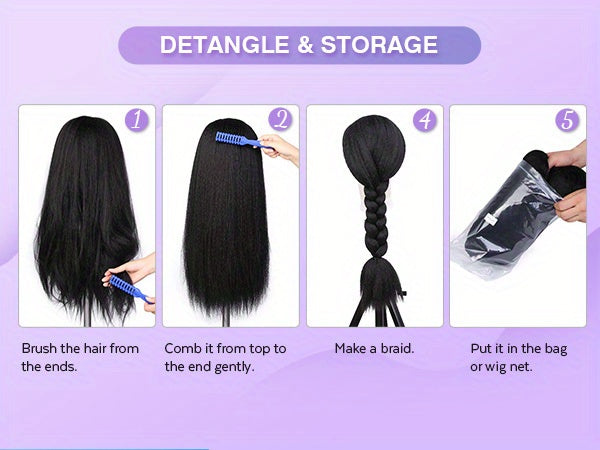 Kinky Straight Headband Wig For Women Yaki Straight Wigs With FREE Black Headband Kinky Afro Wigs For Women
