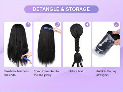 Kinky Straight Headband Wig For Women Yaki Straight Wigs With FREE Black Headband Kinky Afro Wigs For Women