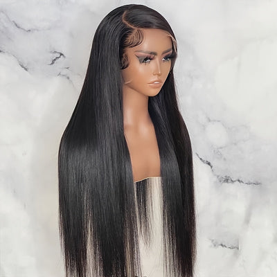 180% Density Virgin Human Hair Wig – 13x4 HD Lace Front | Pre-Plucked, Natural Black, Transparent Lace, Baby Hair for a Flawless, Effortless Look