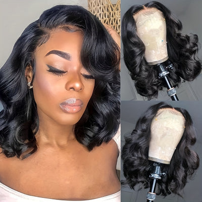 Bob Lace Front Wigs Human Hair 13X4 Body Wave HD Lace Frontal Wigs Human Hair For Women 150% Density Pre Plucked With Baby Hair Brazilian Virgin Hair No Glue Natural Color