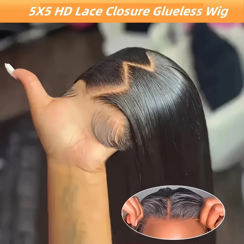 5x5 HD Lace Closure Wig – 250% Density, Bone Straight Brazilian Hair, Ready To Wear
