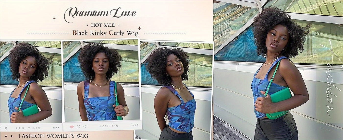 Short Kinky Curly Wigs Side Part Afro Bomb Curly Wig Heat Resistant Fiber Kinky Curly Synthetic Full Wigs For Women 6 Inch