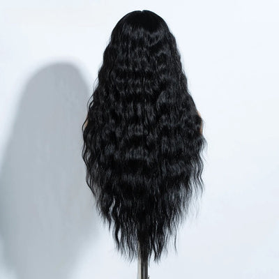 30-Inch Deep Curly Wave Black Lace Front Wig – Natural Look, 6" Deep Part, Ready to Slay