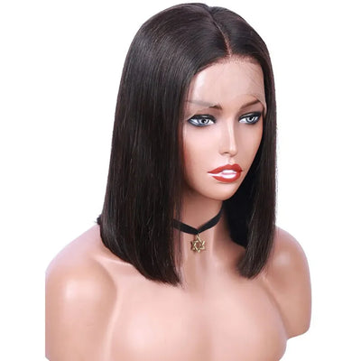 16 Inch Short Straight Bob Wig Human 13x4 Lace Transparent 200% Frontal Hair Bob Wig PrePlucked Lace Front Human Hair Wigs