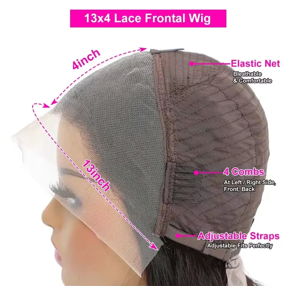 16 Inch Short Straight Bob Wig Human 13x4 Lace Transparent 200% Frontal Hair Bob Wig PrePlucked Lace Front Human Hair Wigs