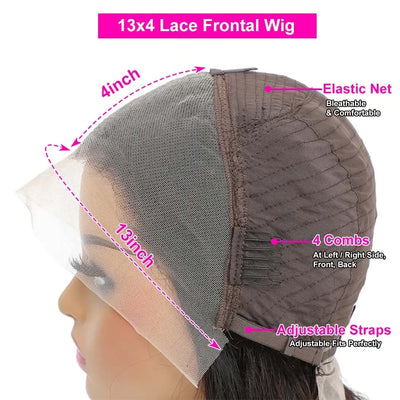 16 Inch Short Straight Bob Wig Human 13x4 Lace Transparent 200% Frontal Hair Bob Wig PrePlucked Lace Front Human Hair Wigs