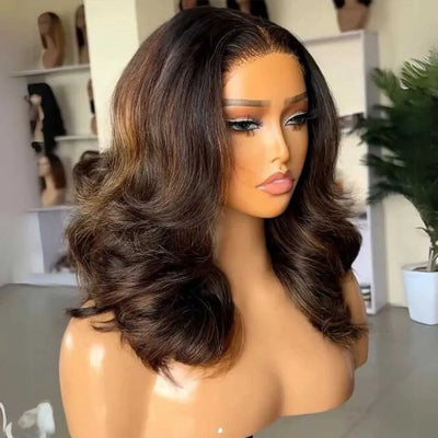 Highlight Brown Loose Wave Wig – Layered Cut, Pre-Cut 6×5 HD Lace, 100% Human Hair, Glueless & Ready to Wear