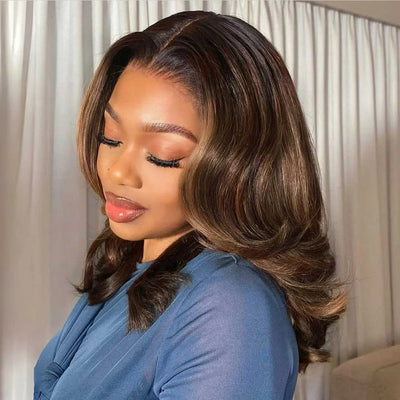 Highlight Brown Loose Wave Wig – Layered Cut, Pre-Cut 6×5 HD Lace, 100% Human Hair, Glueless & Ready to Wear