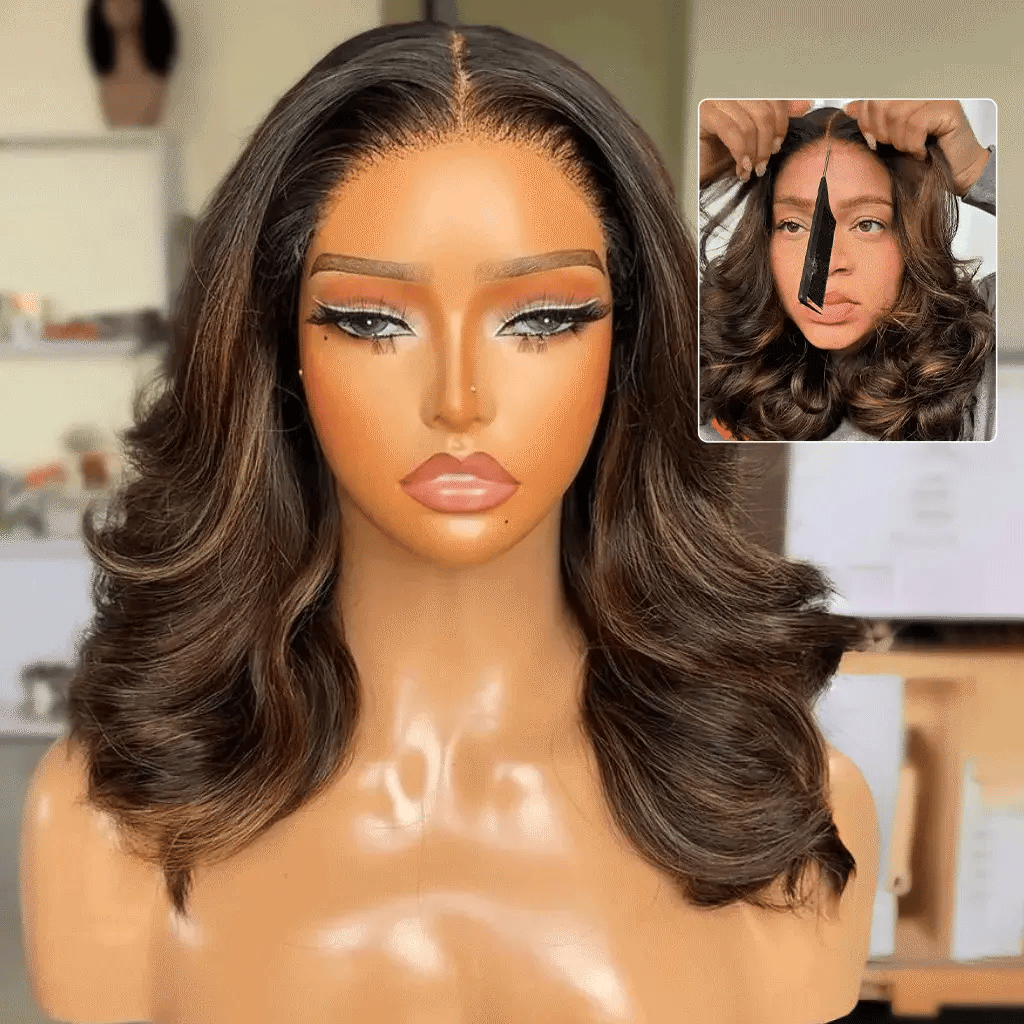 Highlight Brown Loose Wave Wig – Layered Cut, Pre-Cut 6×5 HD Lace, 100% Human Hair, Glueless & Ready to Wear