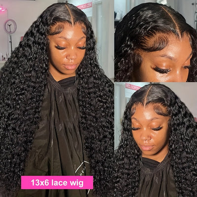 200% Density 13x6 Deep Wave Lace Front Wigs Human Hair 13x6 HD Lace Deep Curly Glueless Frontal Wigs Human Hair Pre Plucked For Women (Copy)