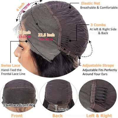 180% Density Virgin Human Hair Wig – 13x4 HD Lace Front | Pre-Plucked, Natural Black, Transparent Lace, Baby Hair for a Flawless, Effortless Look