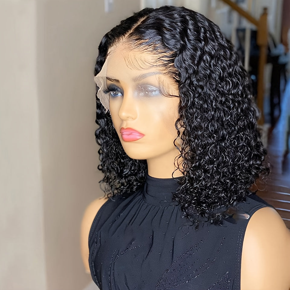 150% Density Water Wave Short Bob Wig 13x4x1 Middle T Part Lace Frontal Wig Pre Plucked Natural Hairline Cranberry Hair Remy Lace Front Human Hair Wigs For Women (Copy)