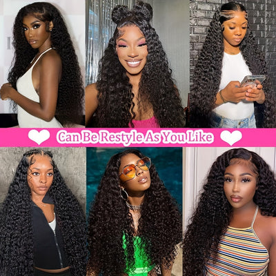 200% Density 13x6 Deep Wave Lace Front Wigs Human Hair 13x6 HD Lace Deep Curly Glueless Frontal Wigs Human Hair Pre Plucked For Women (Copy)