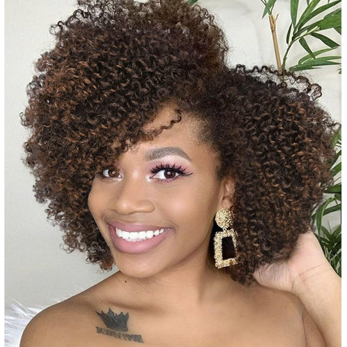 Short Kinky Curly Wigs Side Part Afro Bomb Curly Wig Heat Resistant Fiber Kinky Curly Synthetic Full Wigs For Women 6 Inch