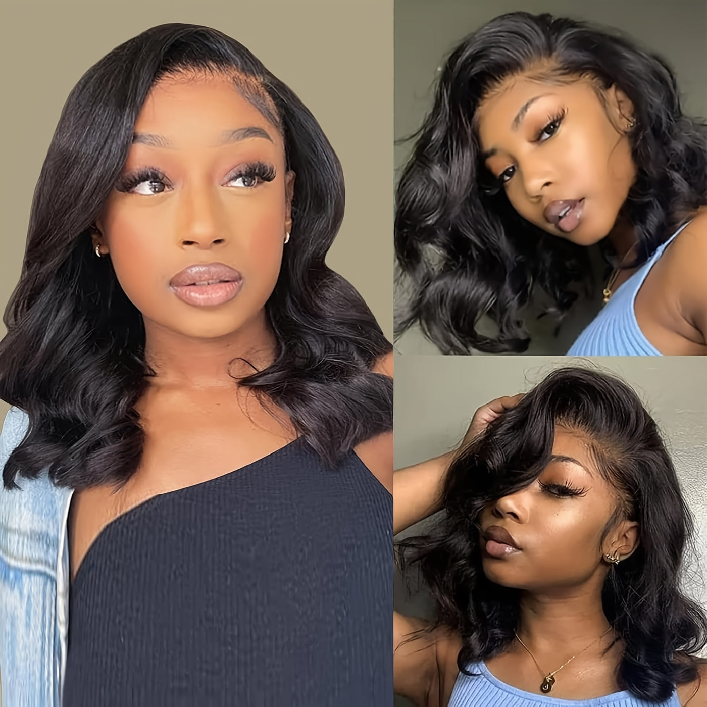 Bob Lace Front Wigs Human Hair 13X4 Body Wave HD Lace Frontal Wigs Human Hair For Women 150% Density Pre Plucked With Baby Hair Brazilian Virgin Hair No Glue Natural Color