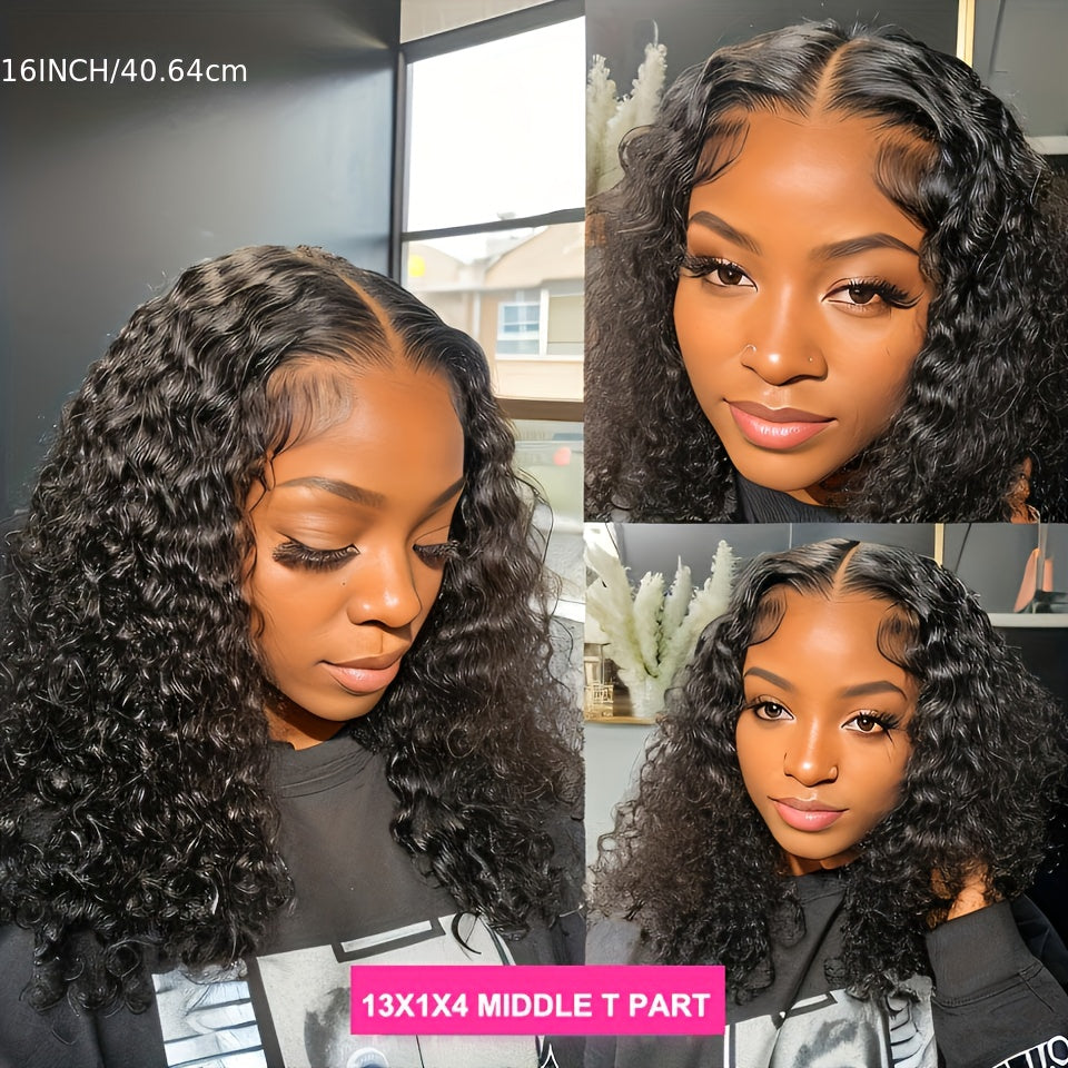 150% Density Water Wave Short Bob Wig 13x4x1 Middle T Part Lace Frontal Wig Pre Plucked Natural Hairline Cranberry Hair Remy Lace Front Human Hair Wigs For Women (Copy)