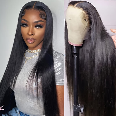180% Density Virgin Human Hair Wig – 13x4 HD Lace Front | Pre-Plucked, Natural Black, Transparent Lace, Baby Hair for a Flawless, Effortless Look