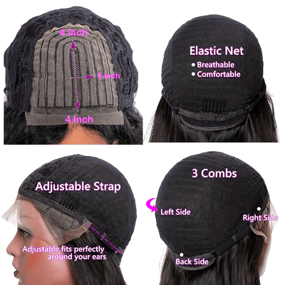 Kinky Curly Lace Front Wigs Human Hair 4x4x1 Lace Closure Wigs 180% Density Kinky Curly Wigs with Brazilian Remy Hair Unprocessed Virgin Hair Wig Natural Color (Copy)