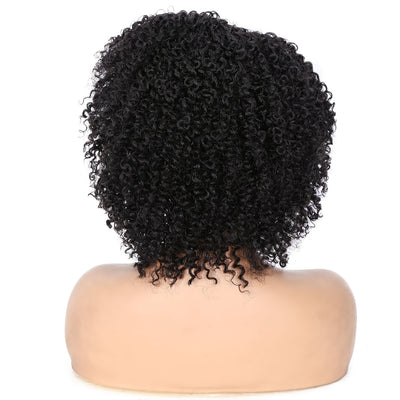 Short Kinky Curly Wigs Side Part Afro Bomb Curly Wig Heat Resistant Fiber Kinky Curly Synthetic Full Wigs For Women 6 Inch